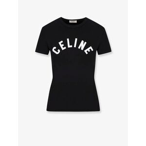 Celine Women Cotton T-Shirt With Front Logo Print